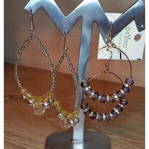 Beaded Long Fashion Earrings DaVinci Bundle 2 Dangle Drop Boho